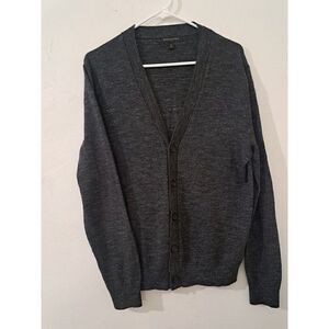 Banana Republic Mens Medium Charcoal Gray EVERYDAY CARDIGAN Sweater 100% Cotton
